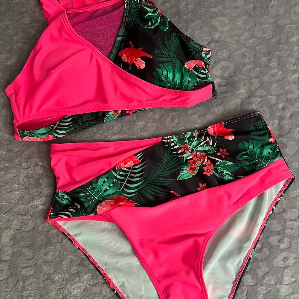 High Waist tropical bikini set